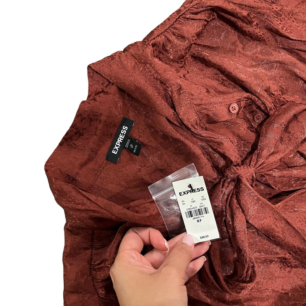 Express Rusty Ruffle Long Sleeve Dress Size Medium - Picture 3 of 5